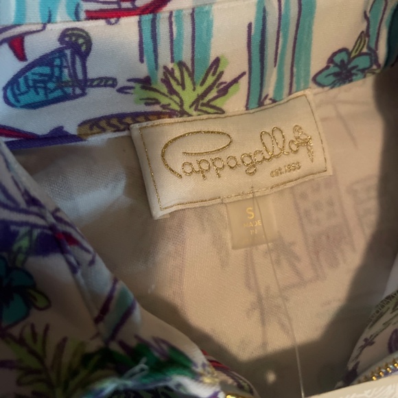 NWT Cappagallo Sleeveless Aqua Beach Print Collared Quarter Zip Dress Size Small - Picture 5 of 6